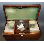 A mid 19th century rosewood tea caddy, adapted interior,