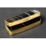 A rectangular gilt metal and banded agate snuff box,