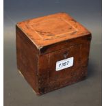 A George III mahogany and marquetry cube tea caddy, of small proportions, c.