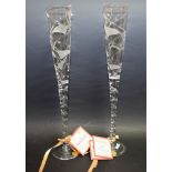 Glassware - a pair of Royal Brierley limited edition millennium champagne flutes