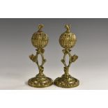 A pair of Regency gilt bronze pastille burners,