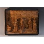 A 19th century folk art cork diorama, in relief with Queen Victoria and Prince Albert, 25cm x 34.