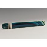 A Victorian silver mounted agate page turner, applied with a coiled snake, 19cm long,