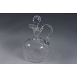 A cut glass flattened ovoid claret jug, etched with the flag of the White Star Line,