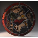 A 19th century Renaissance Revival stained glass circular panel,