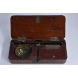 A set of 19th century brass gold scales, fitted mahogany case, 13.