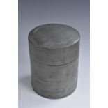 A Chinese paktong cylindrical tea caddy, push-fitting lid enclosing an inner cover, 12.
