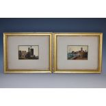 A pair of 19th century Isle of Wight sand pictures, depicting the busy port, 7cm x 10.