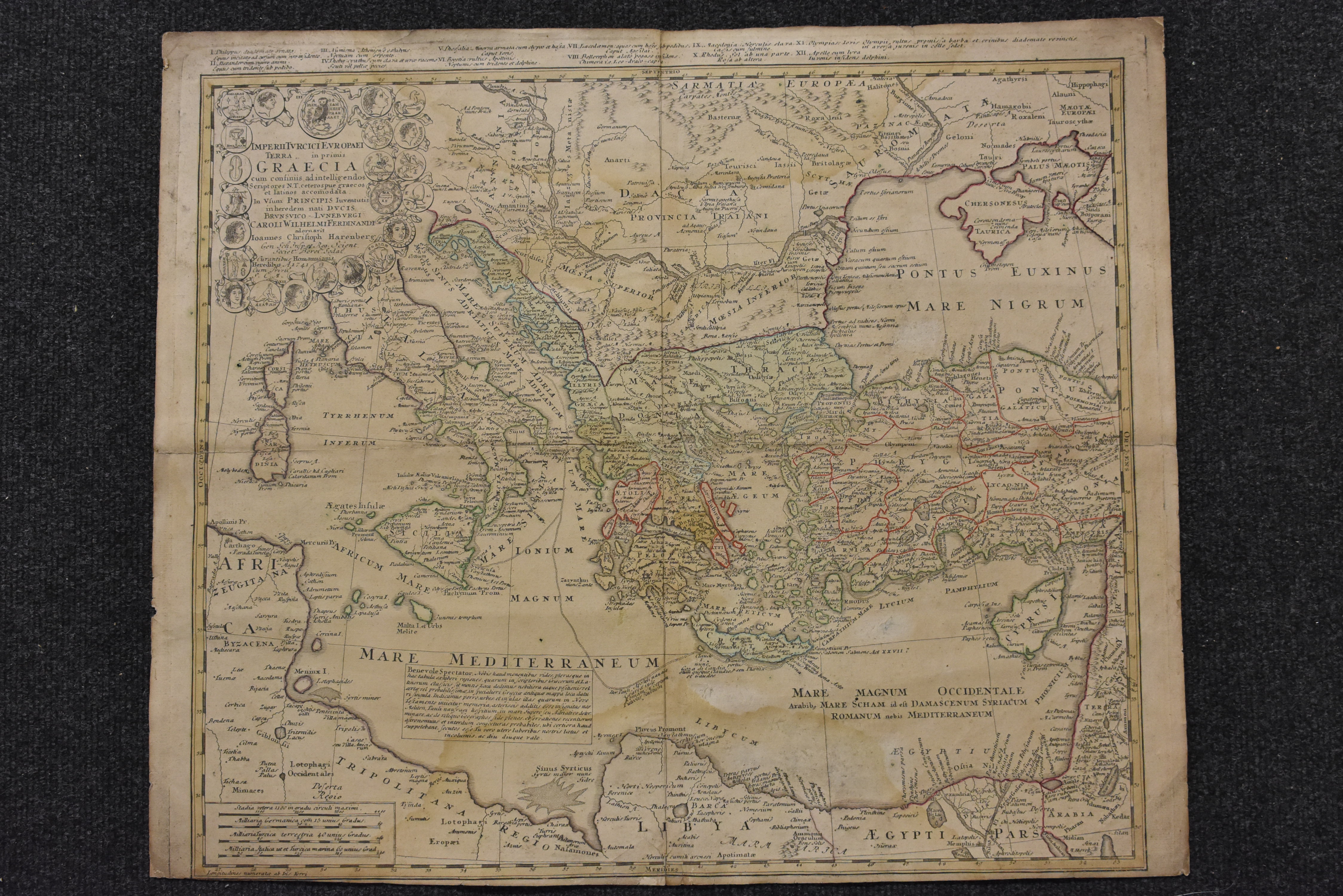 Johann Christoph Harenberg (1696 - 1774), after, a two-fold map, Imperii Turcici Europaei Terra,