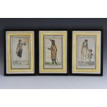 French School (early 19th century), a set of three fashion prints of gentlemen,