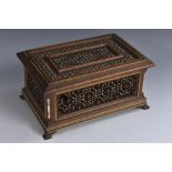 A Moorish hardwood rectangular table casket,