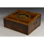 A large George III penwork and transfer printed combination writing, work box,