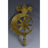 Friendly Society/Masonic Interest - a 19th century brass West Country pole head, Ilchester,