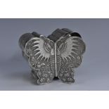 A Chinese silver butterfly-shaped box, hinged twin-covers, 6.