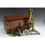 A 19th century lacquered brass binocular compound microscope, by Smith & Beck, 6 Coleman St, London,