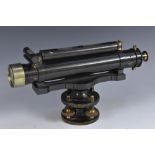 A patinated and lacquered brass mining theodolite,