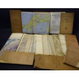 A set of 14 1/4in to 1 mile WWII RAF navigator's OS maps of England, linen backed,