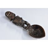 Tribal Art - an African figural spoon, the handle carved as a scarified tribesman,