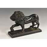 A 19th century cast iron door porter, as a Medici Lion, rectangular base, model no.