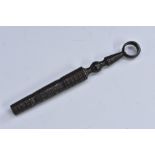 An early 19th century steel travelling pocket corkscrew, ring terminal, 5.