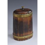 An early 20th century cooper cigar humidor, as an oval barrel,