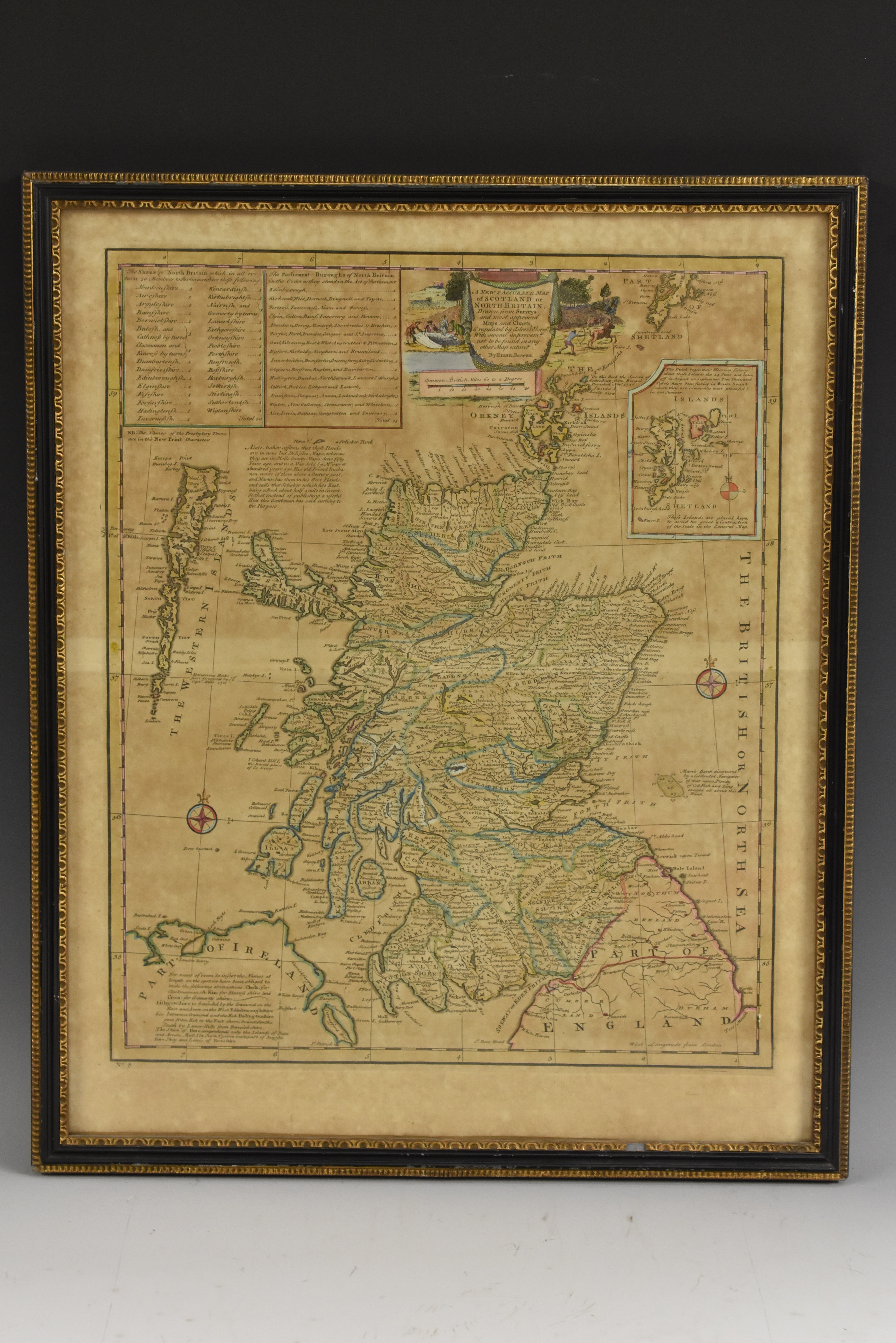 Emanuel Bowen (1694 - 1767), a two-fold map, A New Accurate Map of Scotland or North Britain,