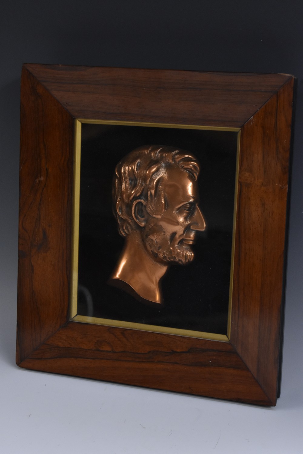 A 19th century American cast copper portrait plaque, of Abraham Lincoln (1809 - 1865),