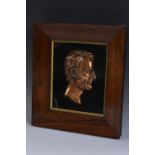 A 19th century American cast copper portrait plaque, of Abraham Lincoln (1809 - 1865),