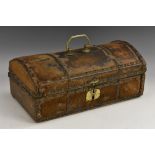 A George III pony skin domed rectangular travelling document box,