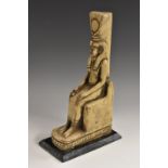 A museum type composition model, of Isis, after the Ancient Egyptian, rectangular marble base,