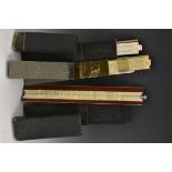 A hardwood and ivorine slide rule, 37cm long, slip case; others,