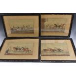 English School (early to mid-19th century), a set of four equestrian prints, Horse Raceing (sic,