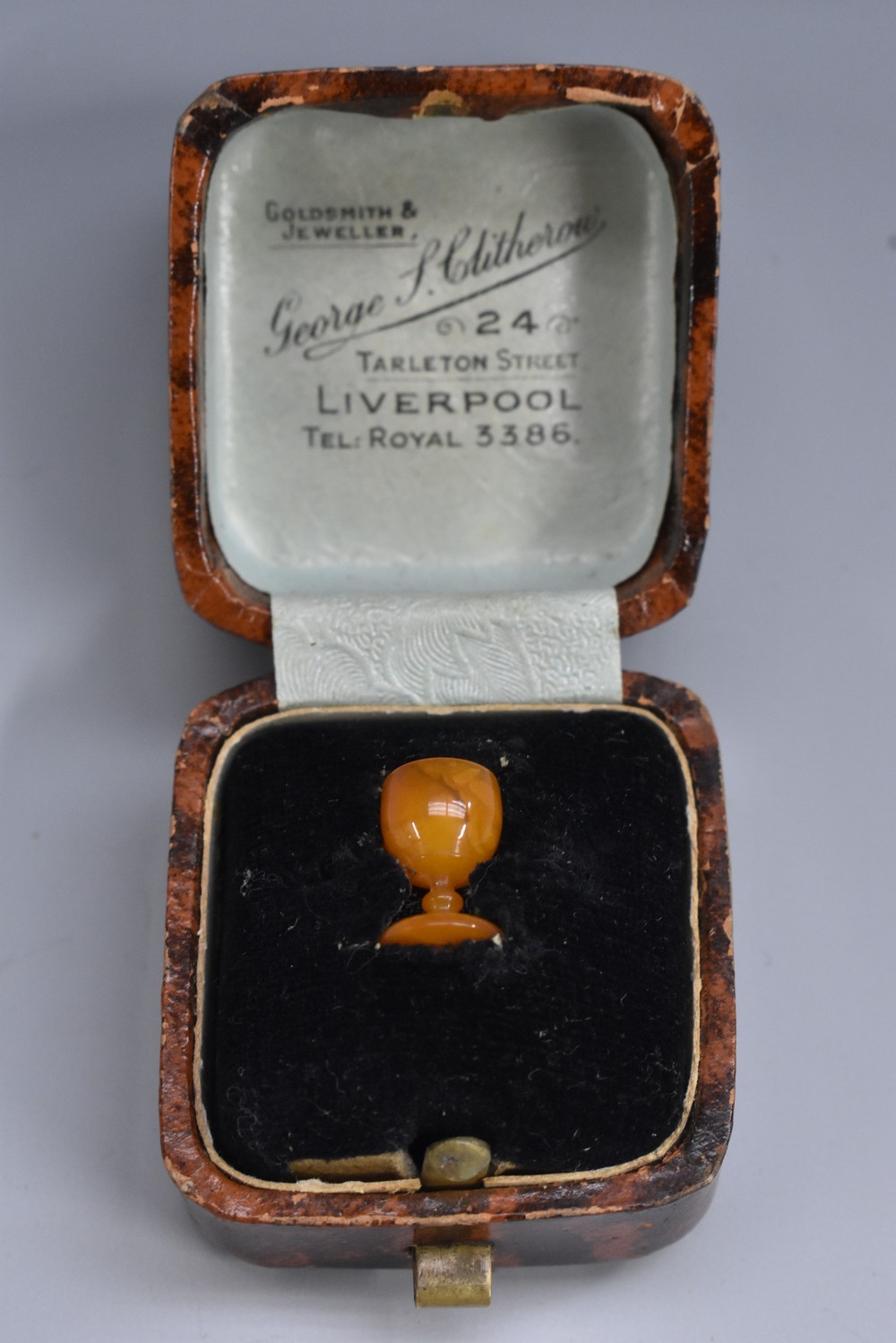 A 19th century amber miniature goblet, 1.