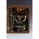 A 19th century lacquered brass mining theodolite, by J Davis, Derby,