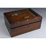 An Aesthetic Movement amboyna and marquetry rectangular writing slope,