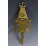Friendly Society/Masonic Interest - a 19th century brass West Country pole head, Dowlish Wake,