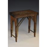 A 19th century Campaign-type oak folding stool, closing as a box for travel, 29.