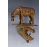 Treen - an unusual articulated model of a horse, probably Scandinavian,