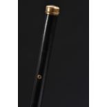 An early Victorian gold mounted gentleman's walking cane, the domed pommel crested,