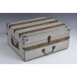 A cabin-type storage box or trunk, of small proportions, hinged cover enclosing compartments,