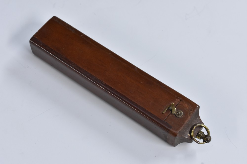 A 19th century American mahogany travelling thermometer, 10.
