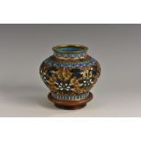 A Chinese cloisonné enamel bowed ovoid vase,