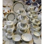 A Royal Doulton Tapestry pattern tea service for six comprising, teapot, milk jug, sugar bowl,