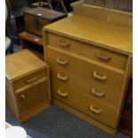 A G-Plan chest, of four graduated drawers; conforming bedside cabinet,