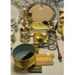 Boxes and Objects - An Art Nouveau brass trivet; a 19th Century abacus desk weight,