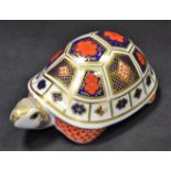 A Royal Crown Derby Tortoise paperweight, gold stopper,