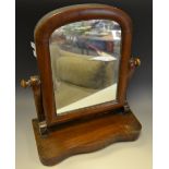 A Victorian arched mirror, serpentine base; early 20th Century cigarette cards,