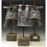 A set of three unusual contemporary lead miniature scarecrows (3)