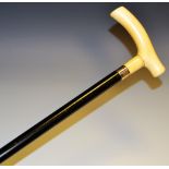 An ivory hafted ebonised walking cane c1900