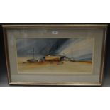 Malcolm Edwards Beached Boats, Dee Estuary watercolour,